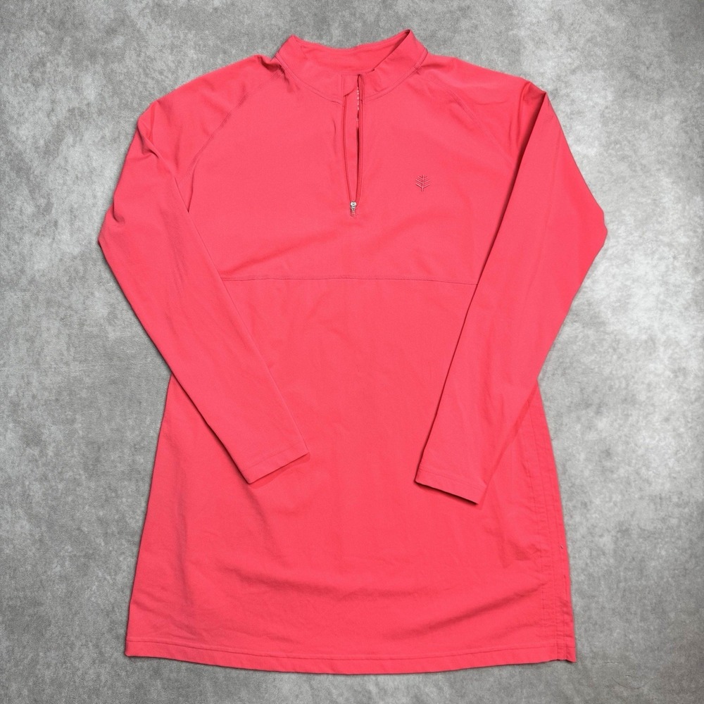 Coolibar Lawai Ruche Swim Top Dress UPF 50+ Large Pink Modest Resort Beach **